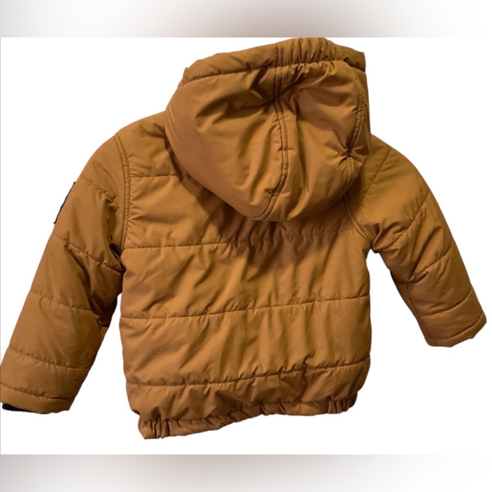 Timberland Puffer Jacket S(2) Tan Hooded Winter Full Zip Kids Toddler - Picture 2 of 7